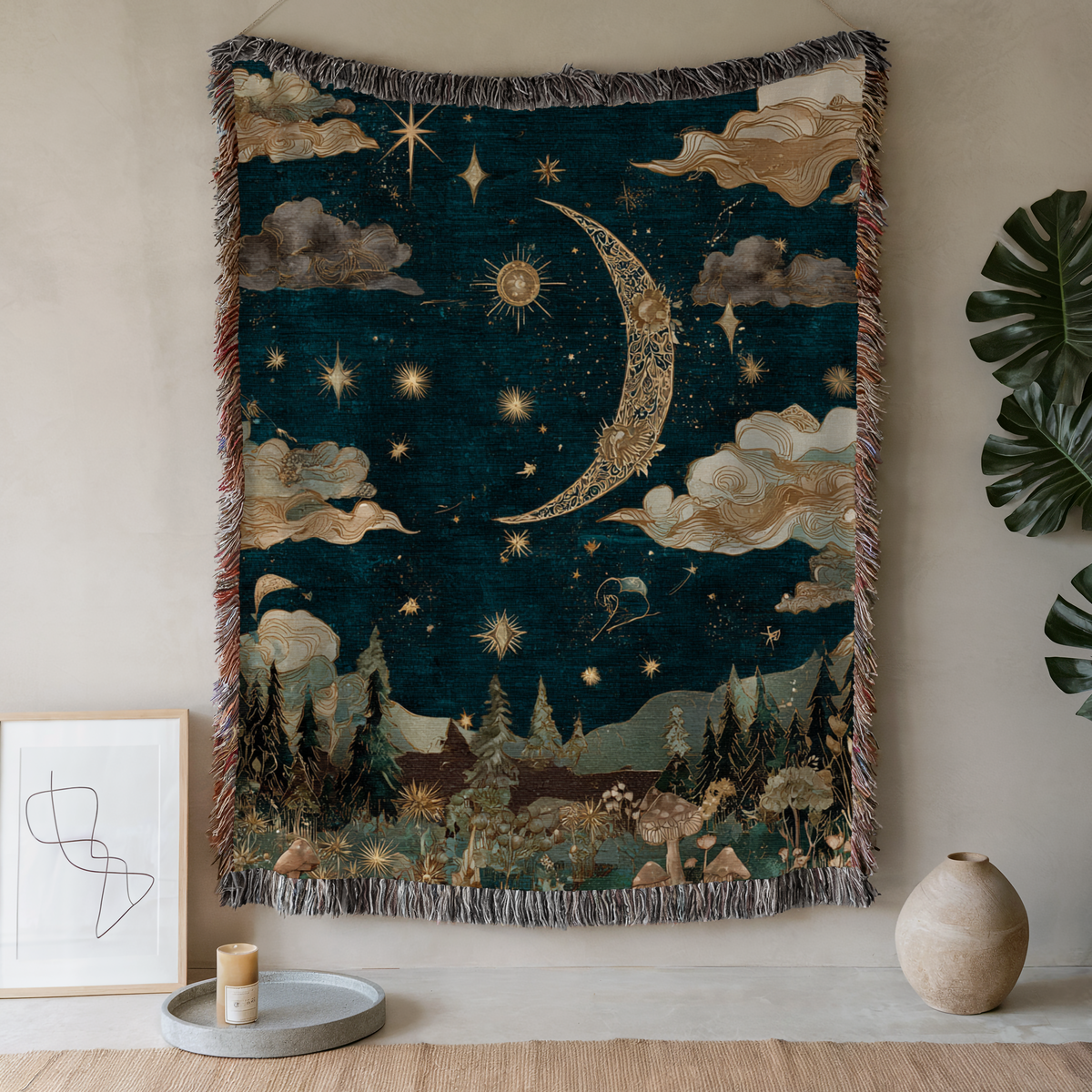 Celestial Moon and Stars - PoeticWovens