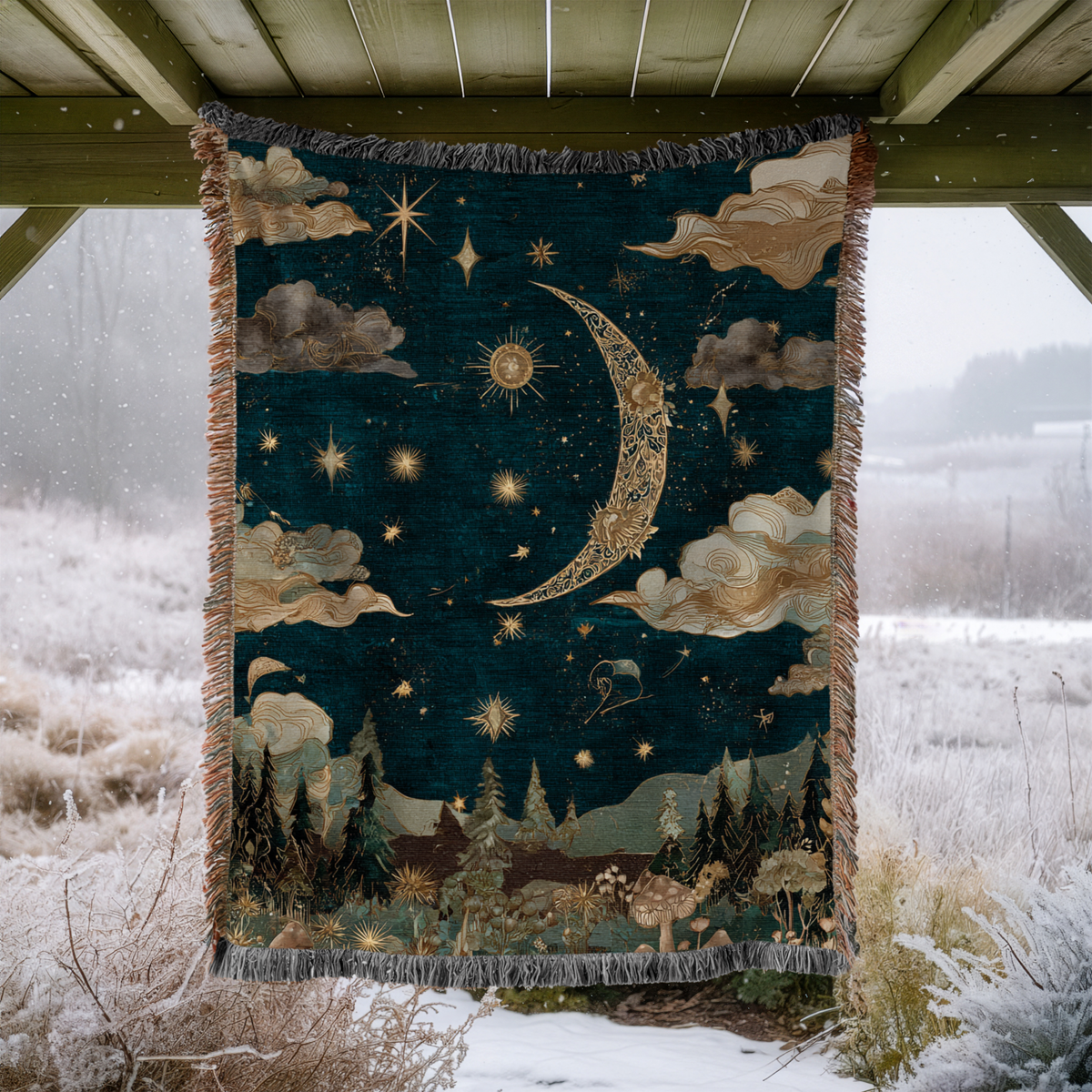 Celestial Moon and Stars - PoeticWovens