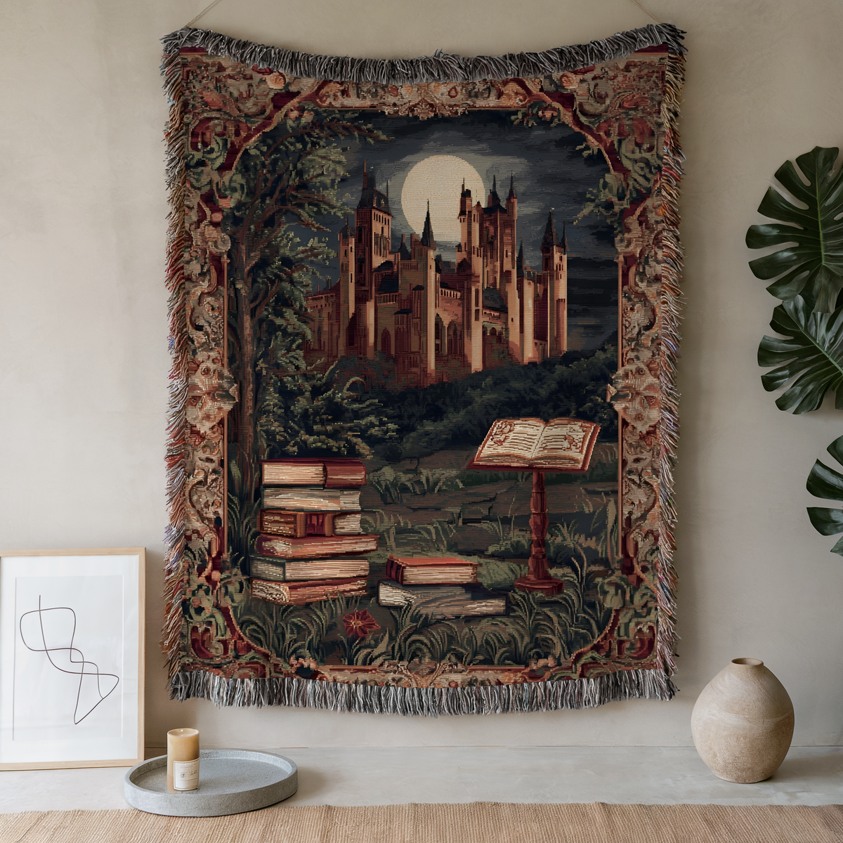 Moonlit Gothic Castle - PoeticWovens