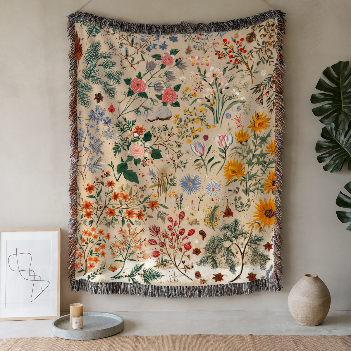 Vintage Floral Tapestry - PoeticWovens