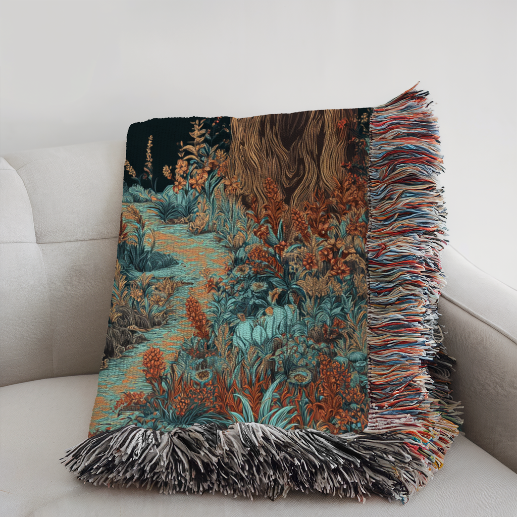 Golden Moon NIght Sky Woven Blanket - PoeticWovens