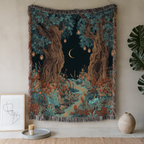 Golden Moon NIght Sky Woven Blanket - PoeticWovens