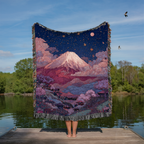 Mount Fuji Purple Night Sky - PoeticWovens