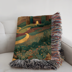 Crescent Colorful Animated Castles Nightscape Woven Blanket - PoeticWovens