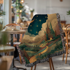 Crescent Colorful Animated Castles Nightscape Woven Blanket - PoeticWovens