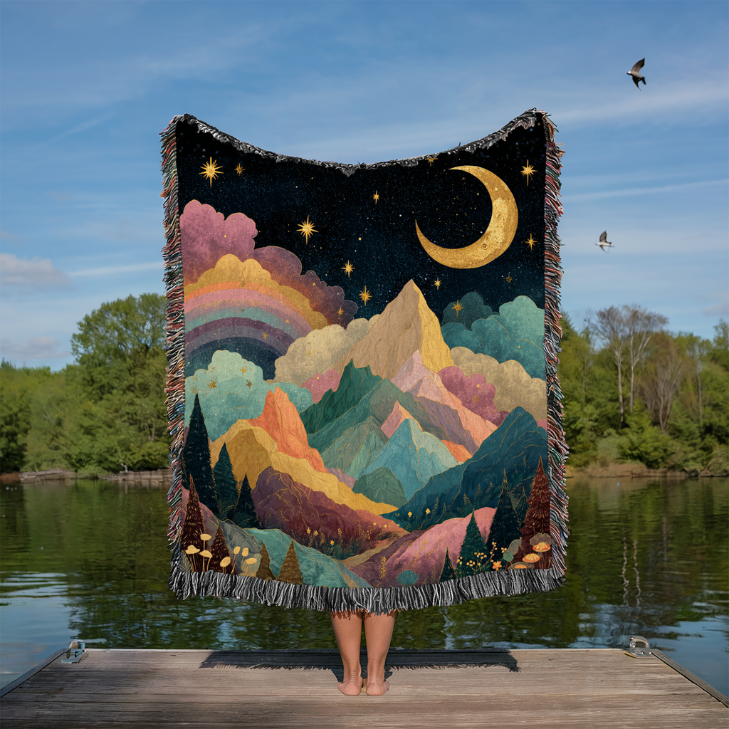 Crescent Moon Rainbow Land - PoeticWovens