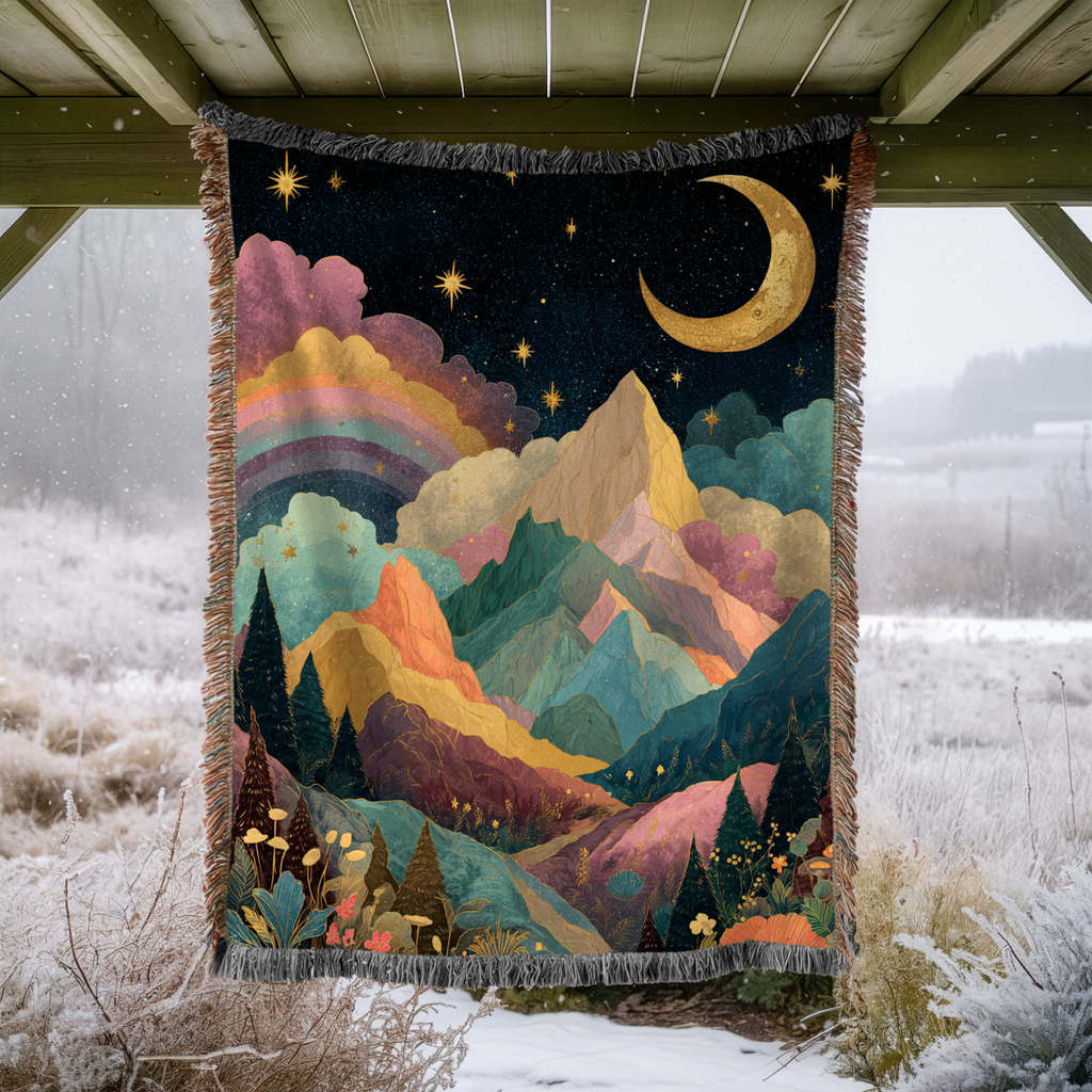 Crescent Moon Rainbow Land - PoeticWovens