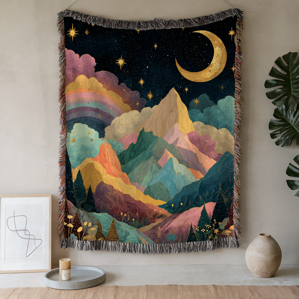 Crescent Moon Rainbow Land - PoeticWovens