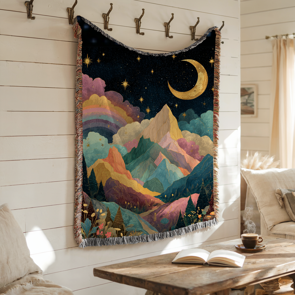 Crescent Moon Rainbow Land - PoeticWovens