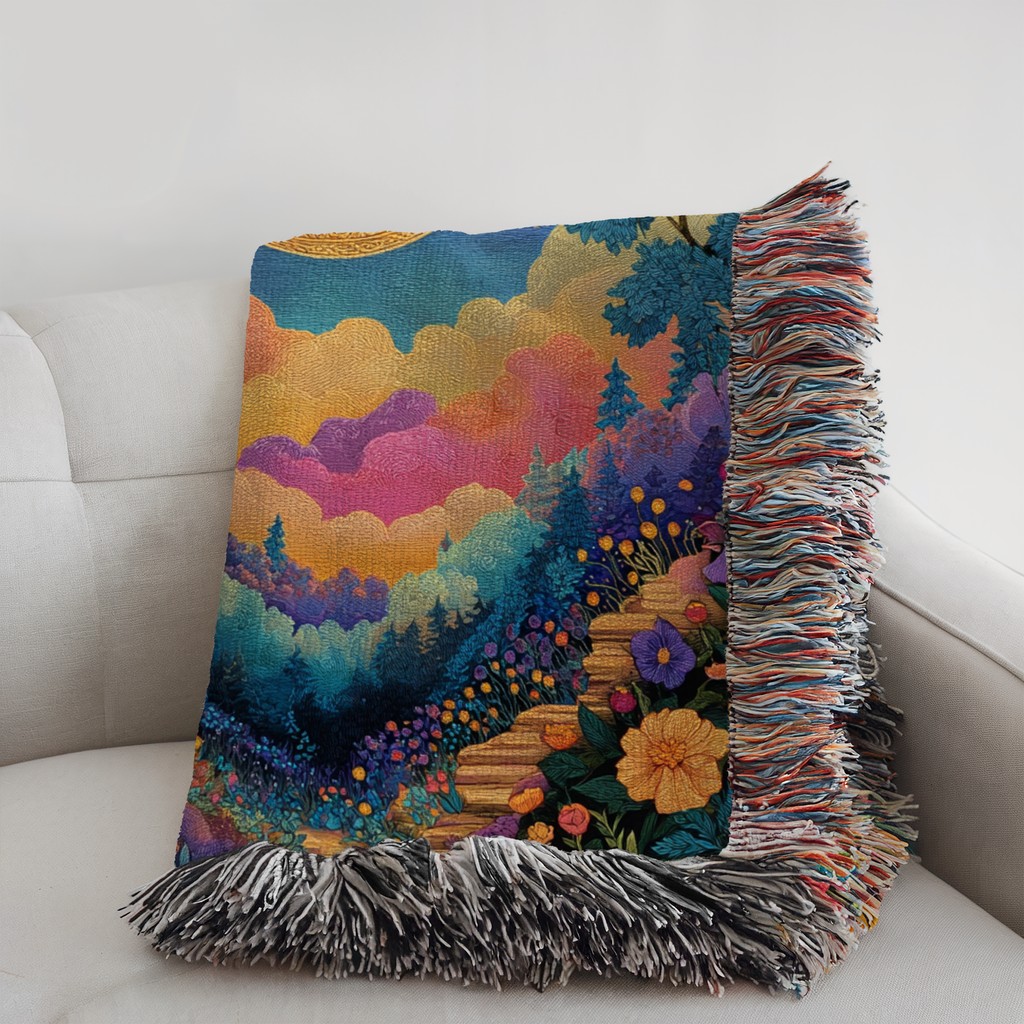 Multicolor Forest Celestial Crescent Moon - PoeticWovens