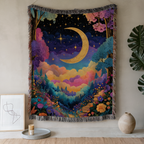 Multicolor Forest Celestial Crescent Moon - PoeticWovens