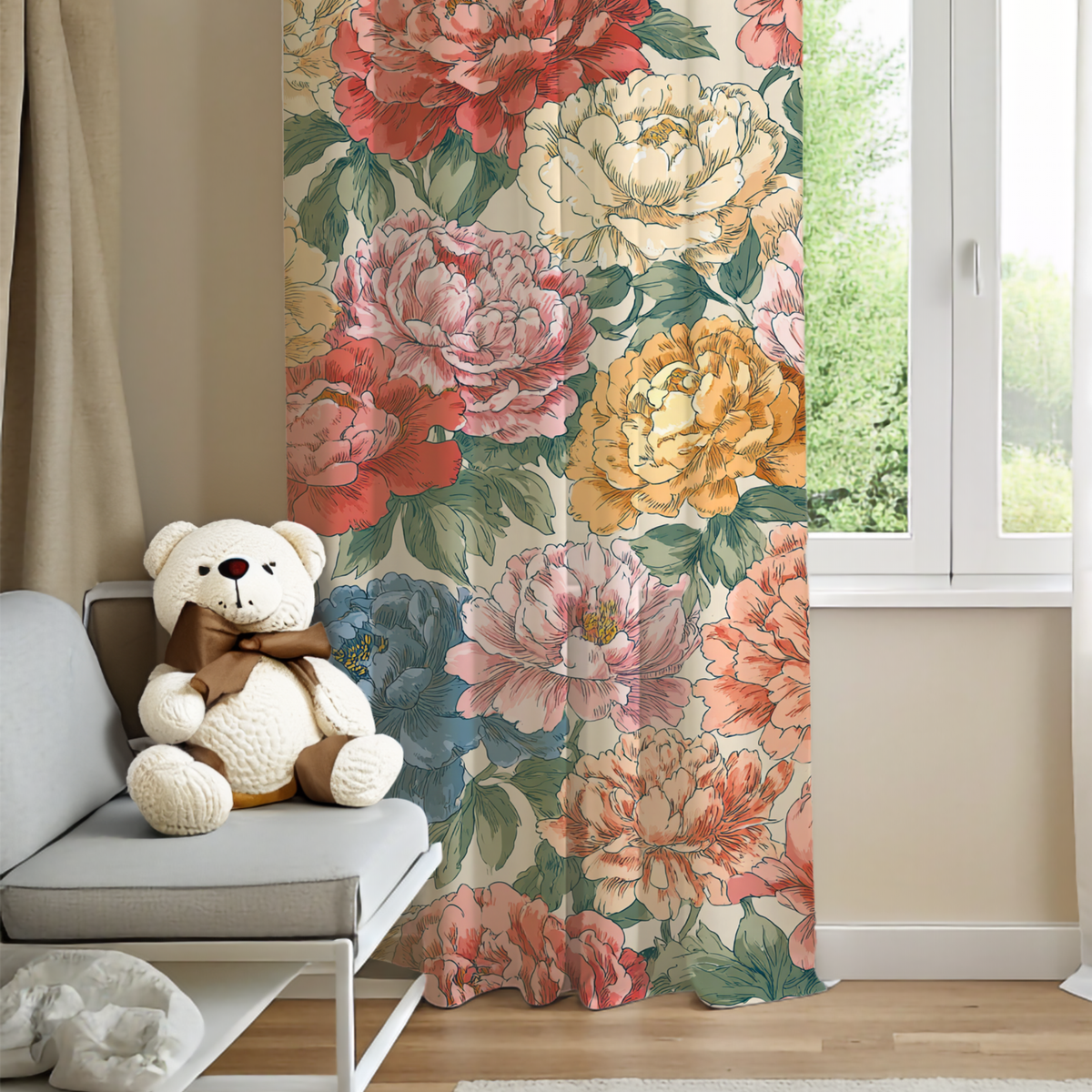 Floral Peony Singel Panel - PoeticWovens