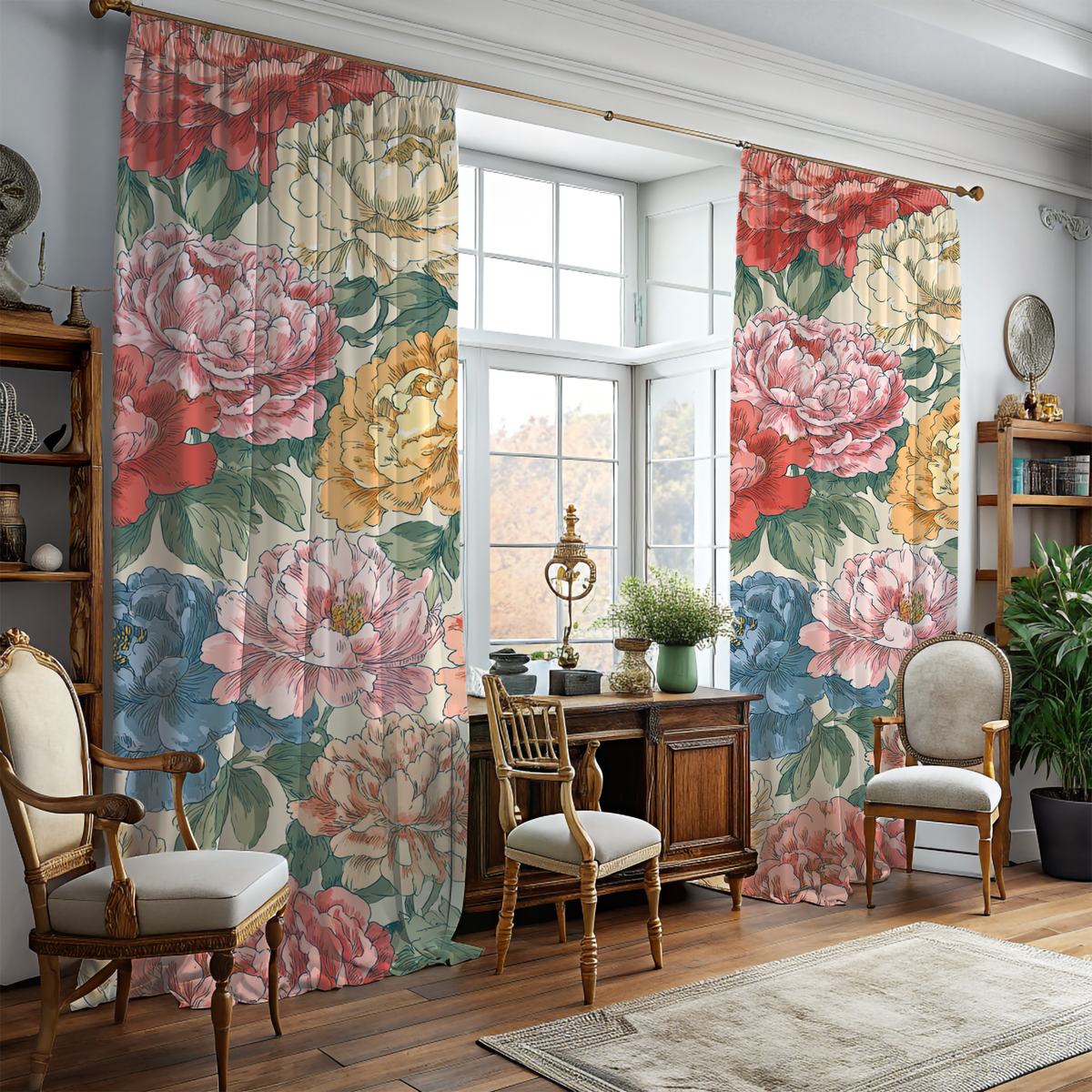 Floral Peony Singel Panel - PoeticWovens