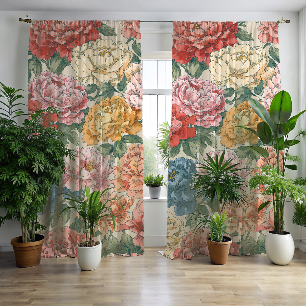 Floral Peony Singel Panel - PoeticWovens