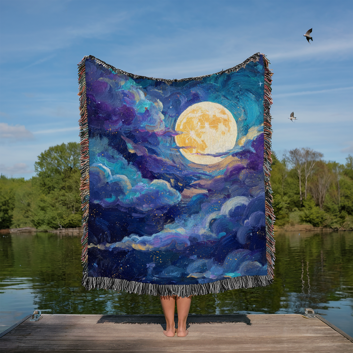 Moonlit Cloudy Sky - PoeticWovens