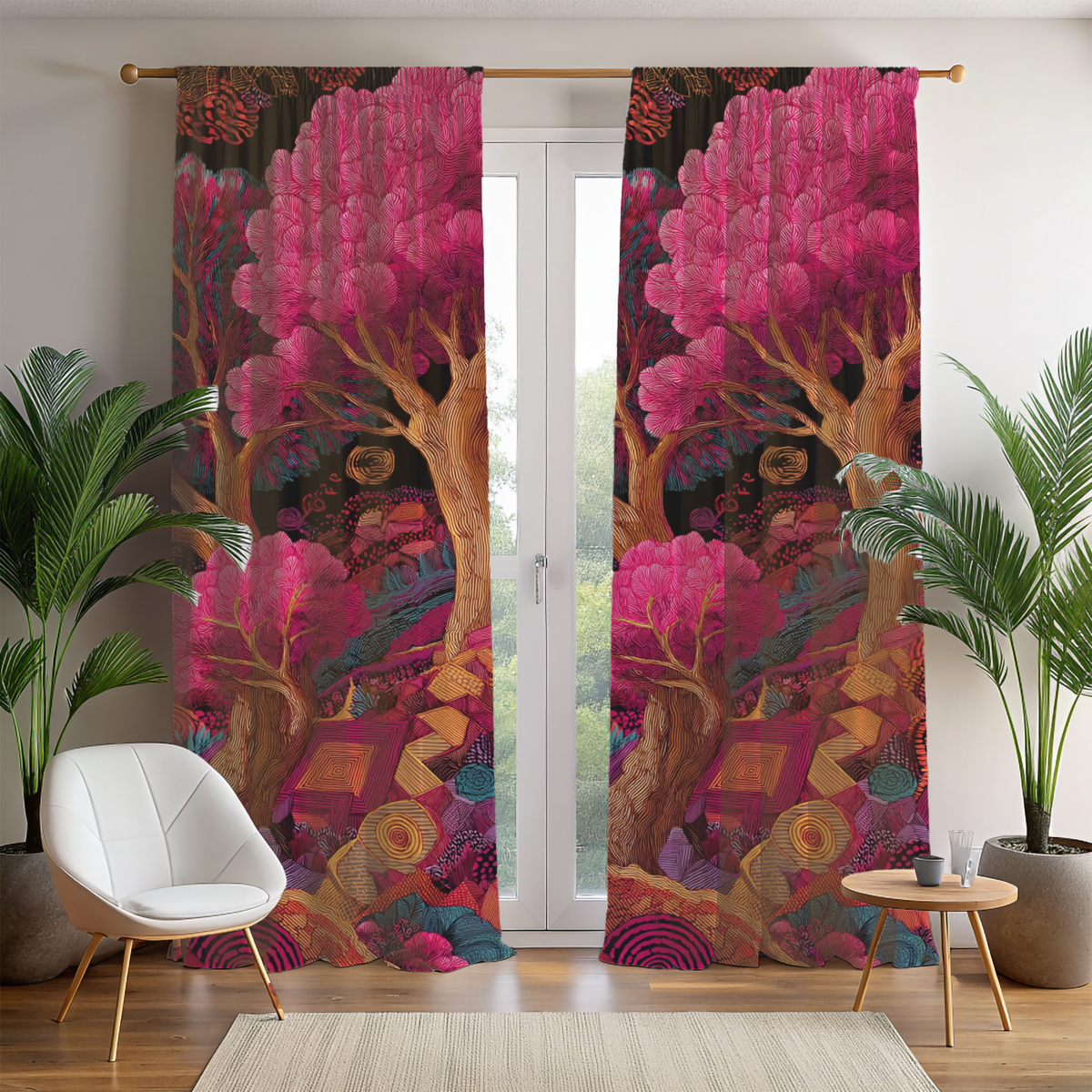 Vibrant Pink Fantasy Single Panel - PoeticWovens