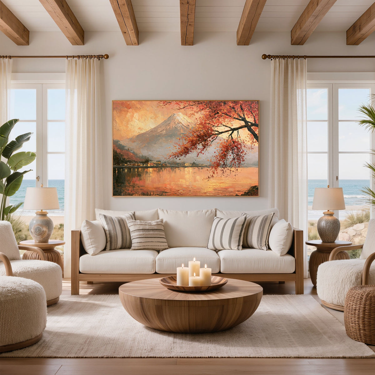 Vintage Mount Fuji Oil Painting - PoeticWovens