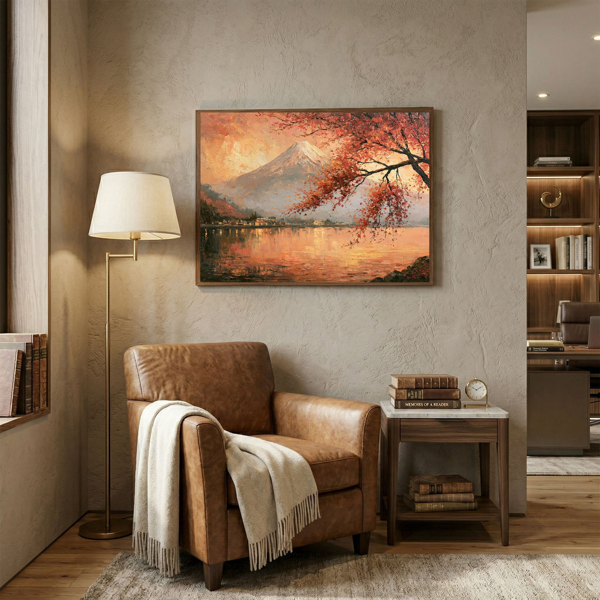 Vintage Mount Fuji Oil Painting - PoeticWovens