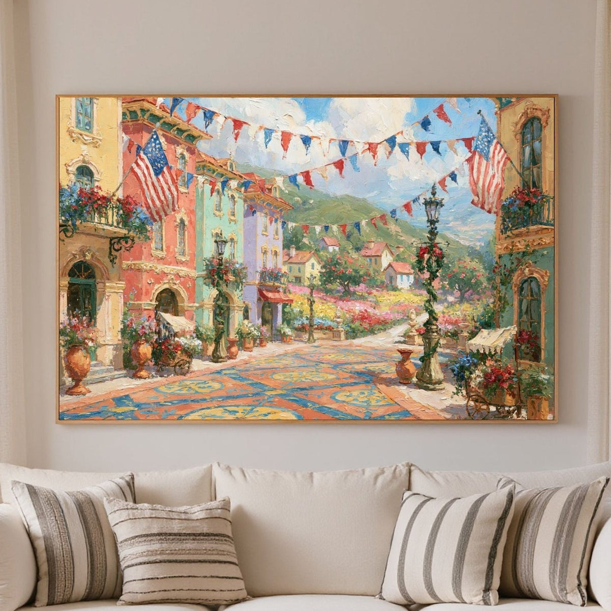 Vintage Patriotic USA Painting - PoeticWovens