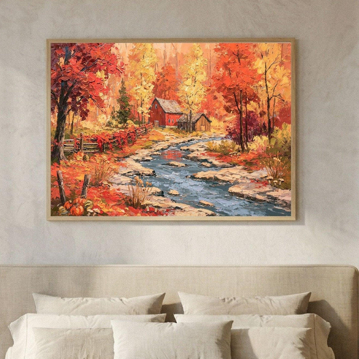 Autumn Farmhouse Painting - PoeticWovens