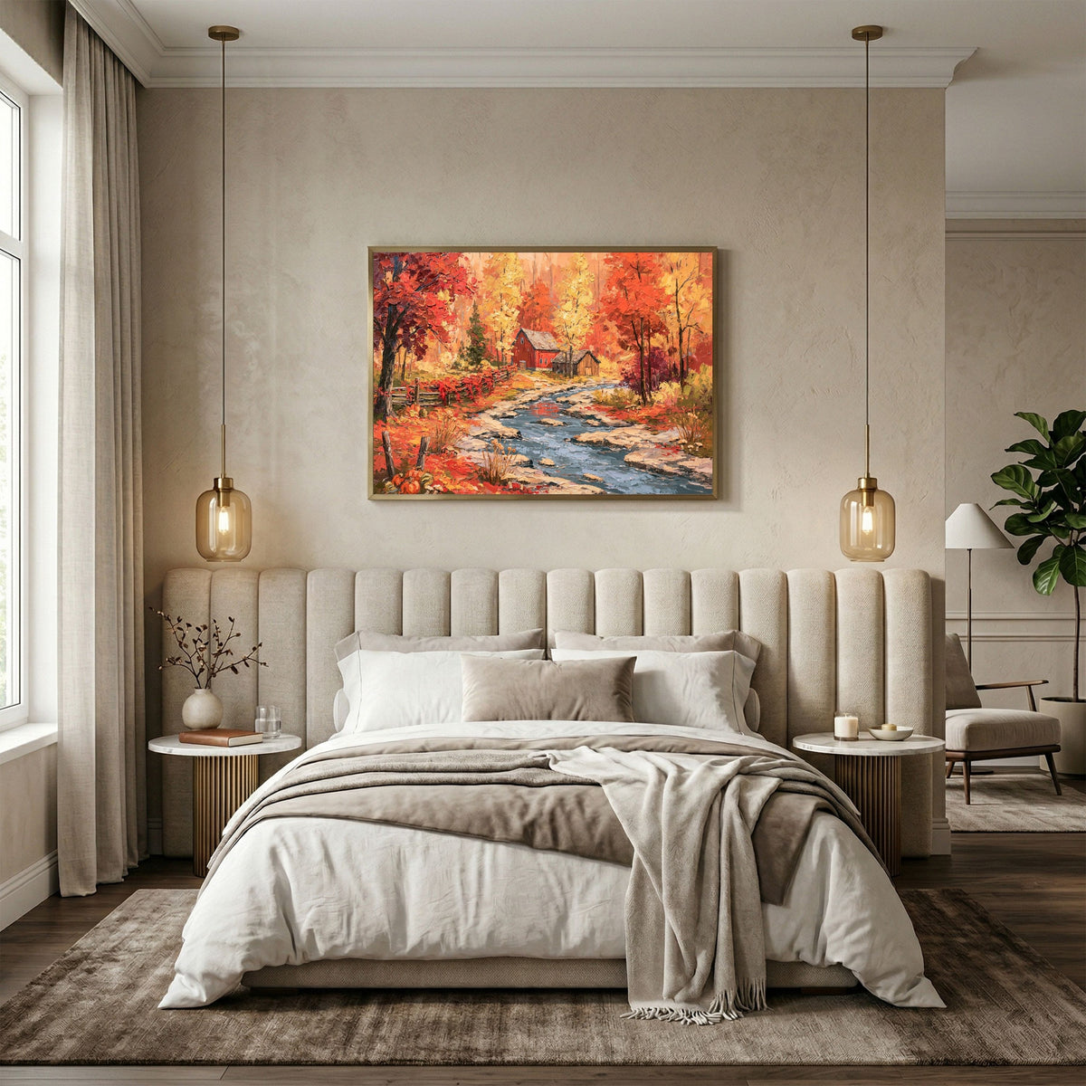 Autumn Farmhouse Painting - PoeticWovens
