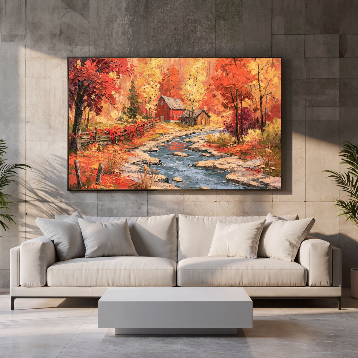 Autumn Farmhouse Painting - PoeticWovens