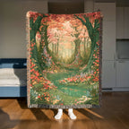 Abstract Forest Autumn Themed Woven Blanket | Tapestry Throw, Nature-Inspired - PoeticWovens