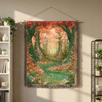 Abstract Forest Autumn Themed Woven Blanket | Tapestry Throw, Nature-Inspired - PoeticWovens
