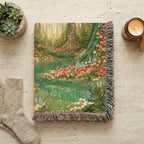 Abstract Forest Autumn Themed Woven Blanket | Tapestry Throw, Nature-Inspired - PoeticWovens