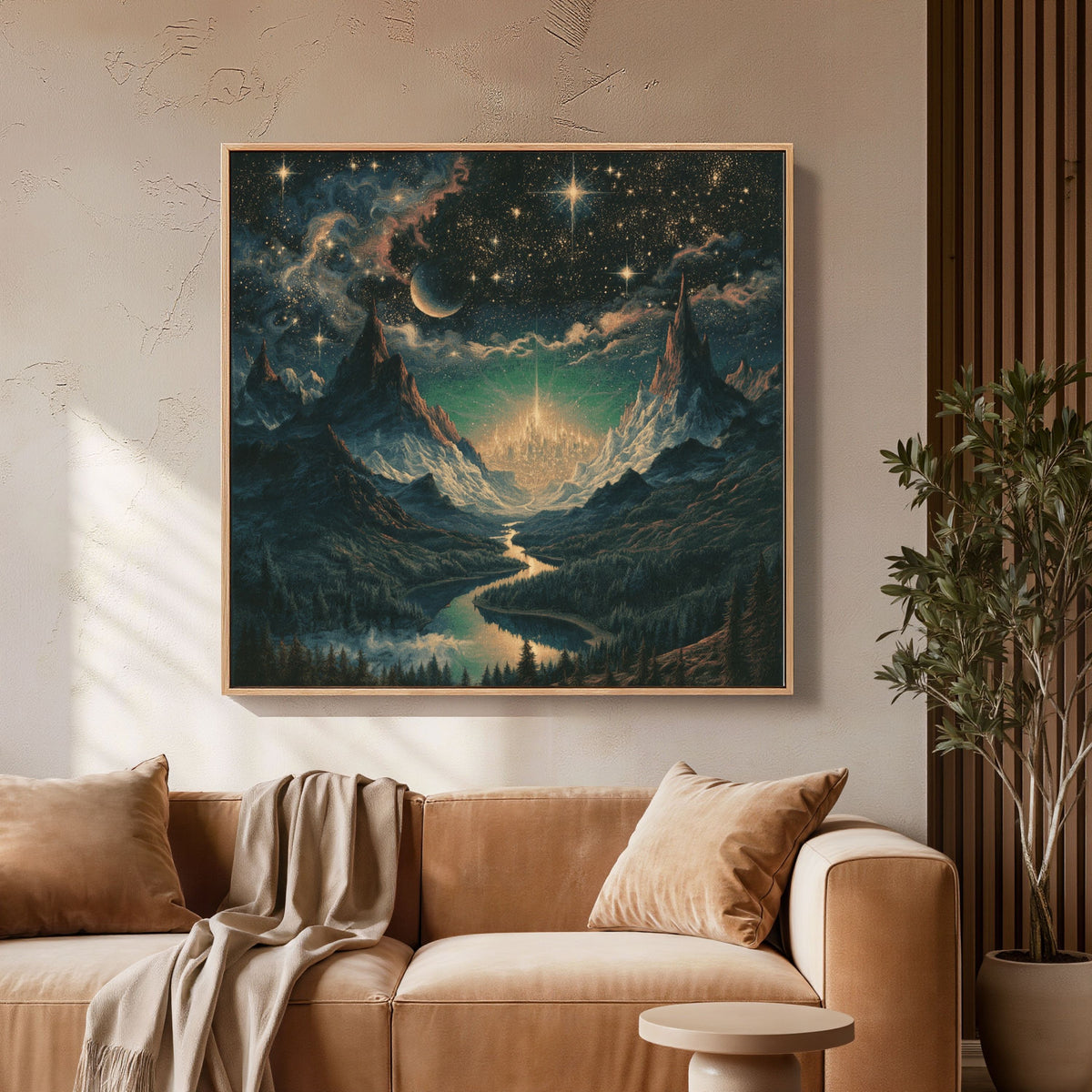 Celestial Cosmic View Square Framed Canvas - PoeticWovens