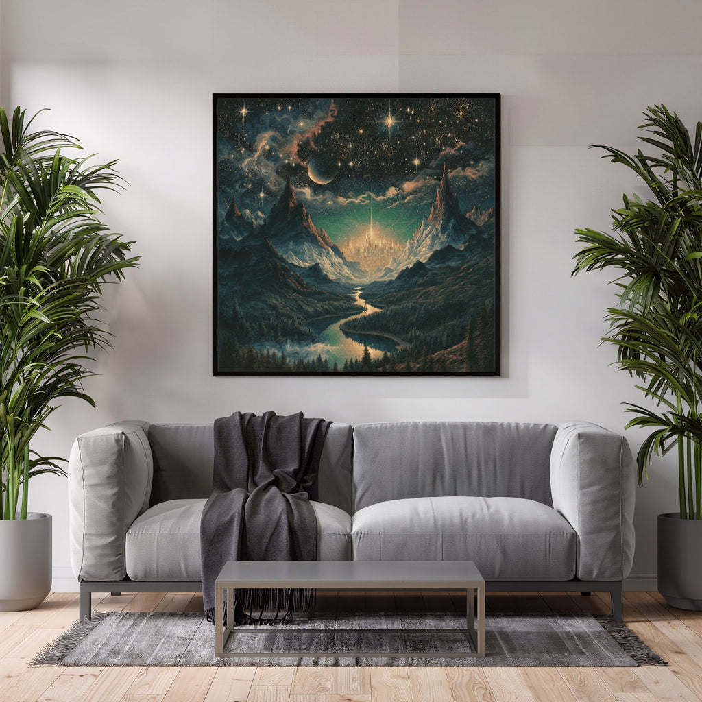 Celestial Cosmic View Square Framed Canvas - PoeticWovens
