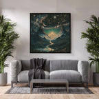 Celestial Cosmic View Square Framed Canvas - PoeticWovens