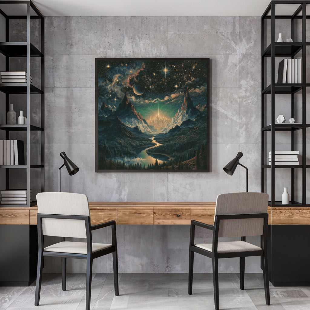 Celestial Cosmic View Square Framed Canvas - PoeticWovens
