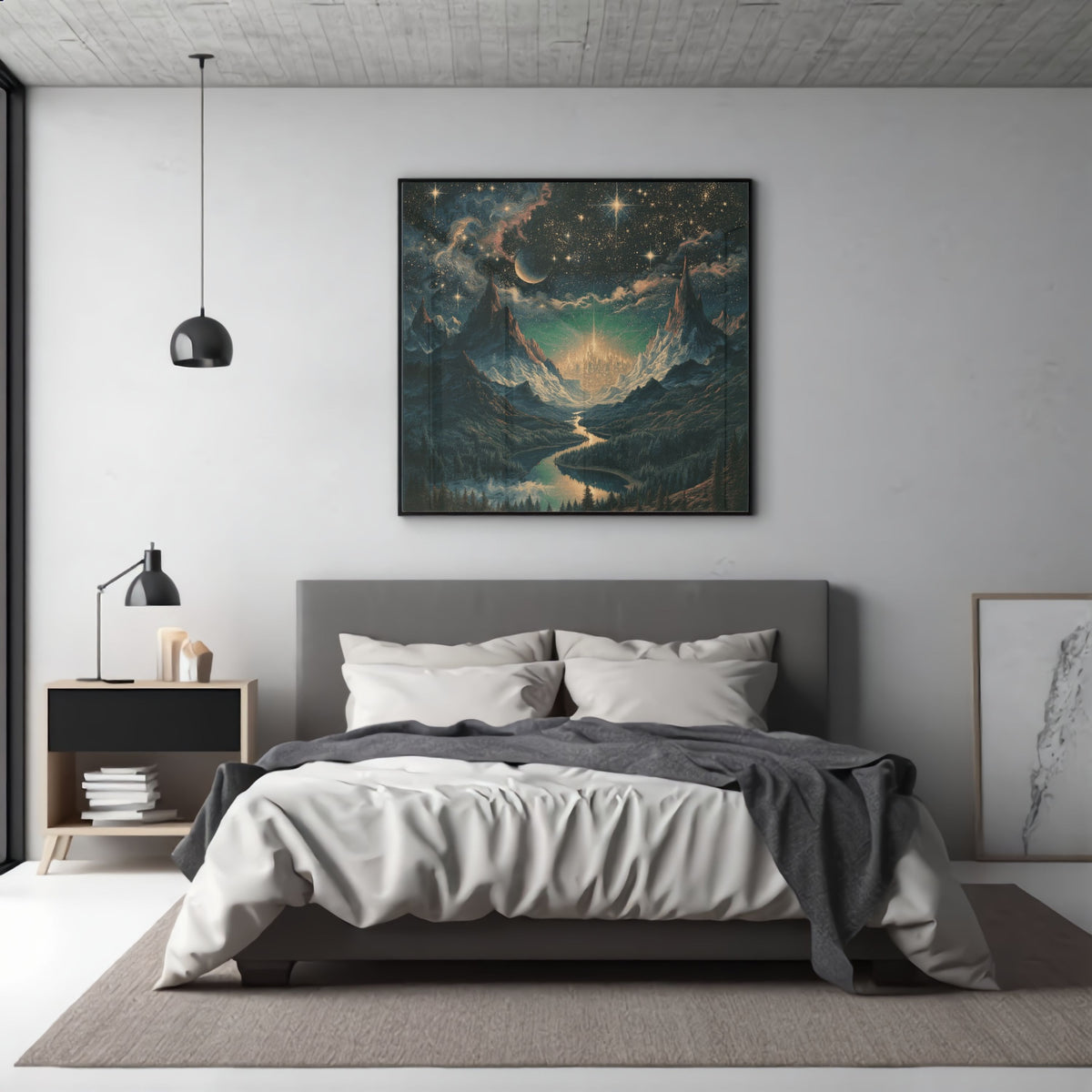 Celestial Cosmic View Square Framed Canvas - PoeticWovens