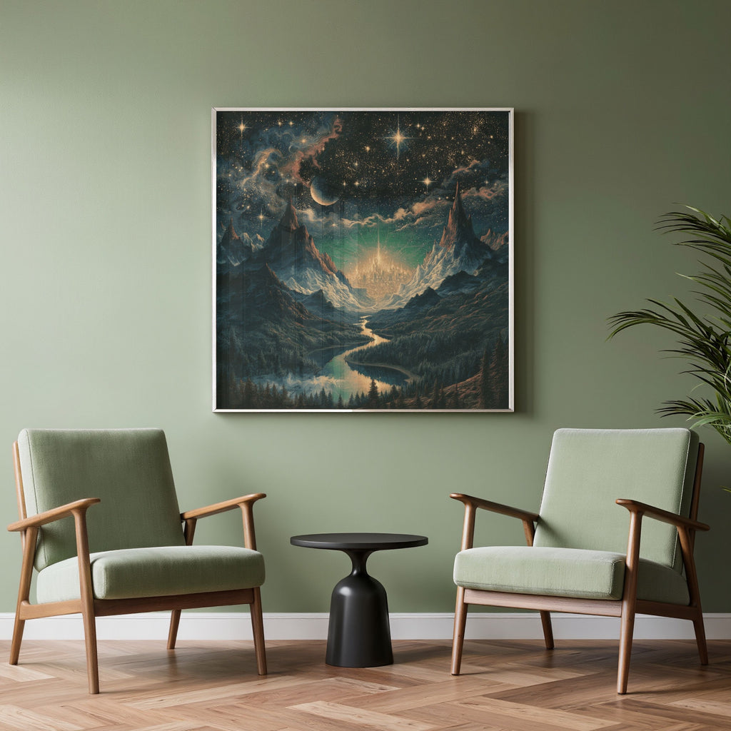 Celestial Cosmic View Square Framed Canvas - PoeticWovens