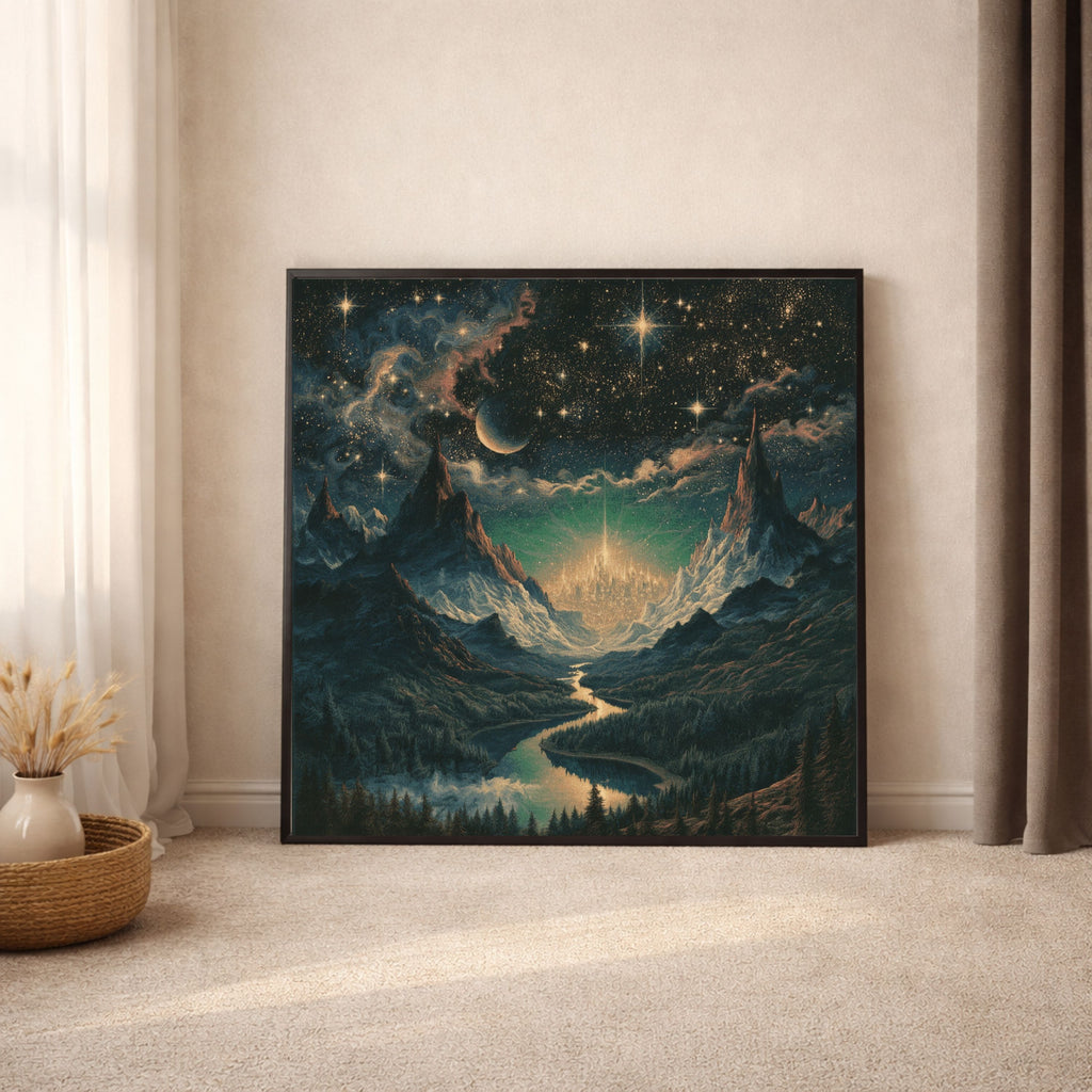 Celestial Cosmic View Square Framed Canvas - PoeticWovens