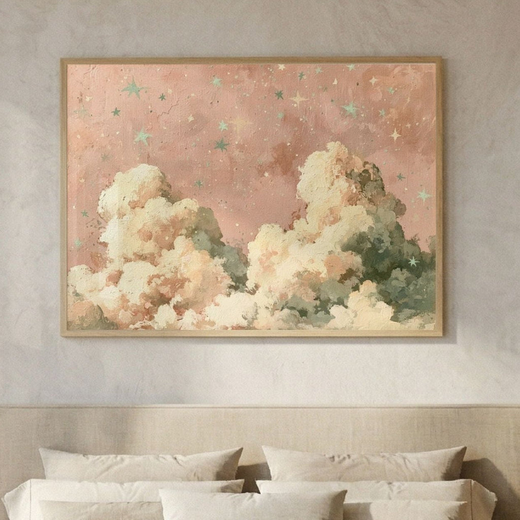 Pink Cloudy Starry Sky - PoeticWovens