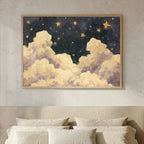 Blue Starry Night Clouds Painting - PoeticWovens