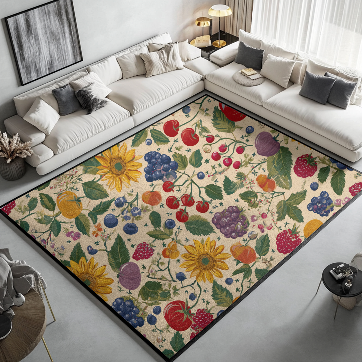 Sunflower & Berry Floral - PoeticWovens