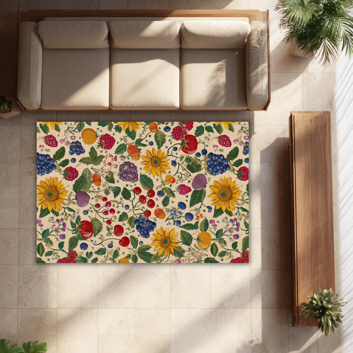 Sunflower & Berry Floral - PoeticWovens