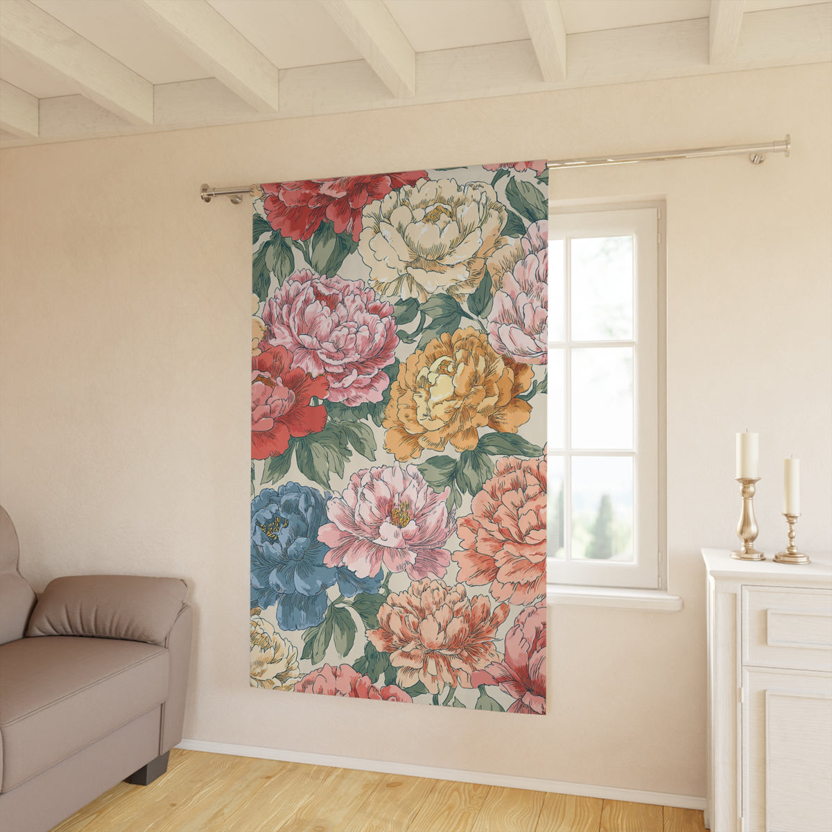 Floral Peony Singel Panel - PoeticWovens