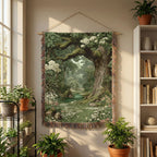 Floral Green Woodlands Woven Blanket - PoeticWovens