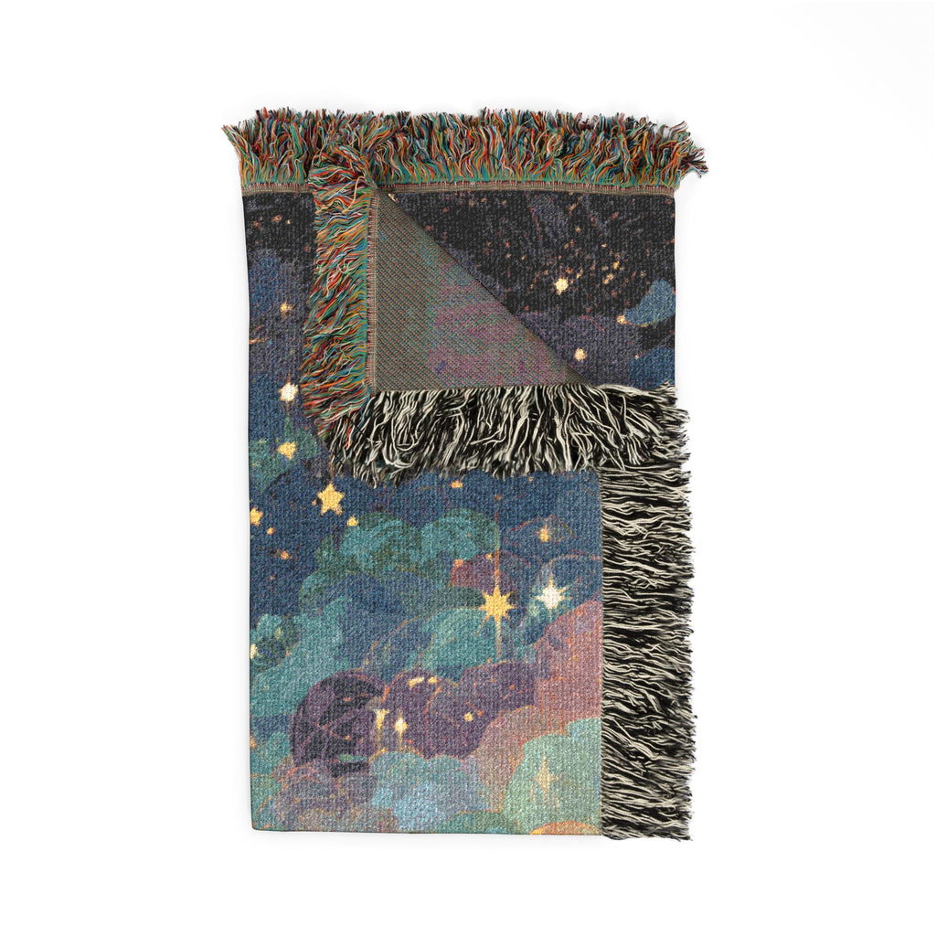 Abstract Beach Celestial Moon and Stars Woven Blanket - PoeticWovens