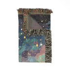 Abstract Beach Celestial Moon and Stars Woven Blanket - PoeticWovens