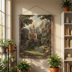 Medieval Castle Landscape Woven Blanket - PoeticWovens