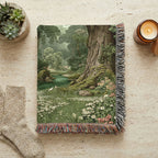Floral Green Woodlands Woven Blanket - PoeticWovens