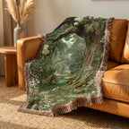 Floral Green Woodlands Woven Blanket - PoeticWovens