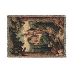Vintage Floral and Trees Castle View Woven Blanket - PoeticWovens