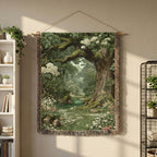 Floral Green Woodlands Woven Blanket - PoeticWovens