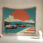 Retro Vintage Race Cars Woven Blanket - PoeticWovens
